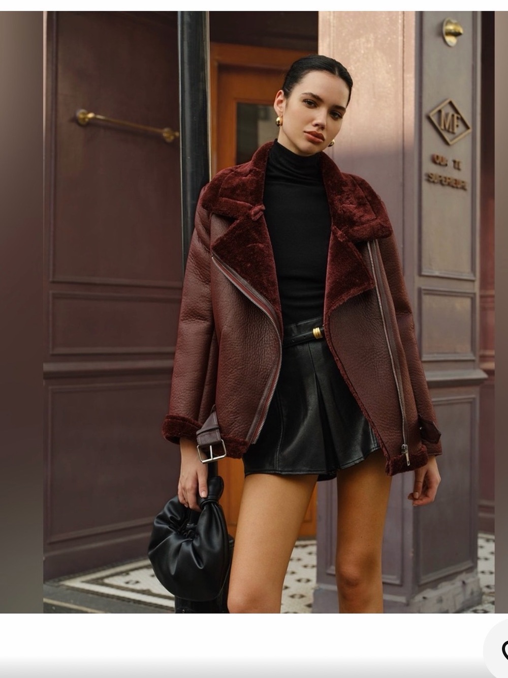 NWT commense Plush Faux-Shearling Burgundy Women’s Jacket